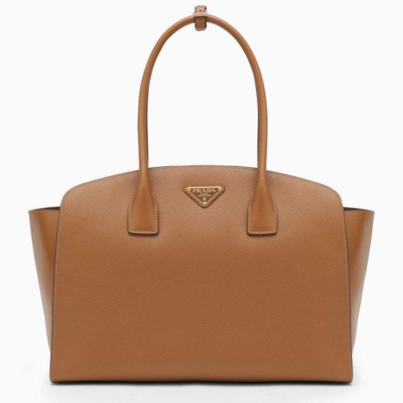 Prada Large Caramel-Coloured Leather Shopping Bag Women