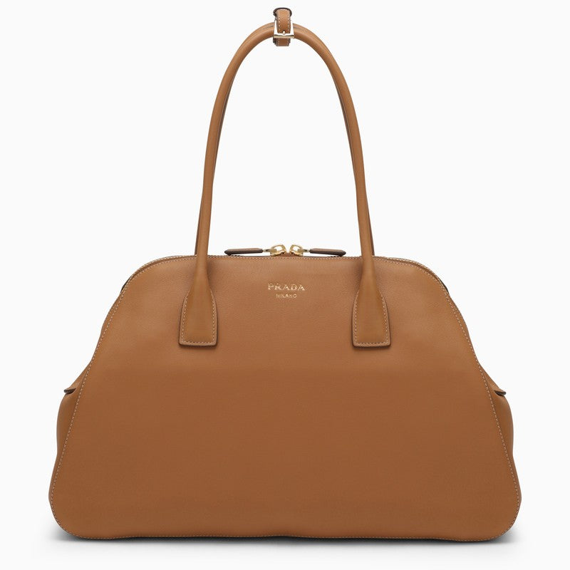 Prada Large Caramel-Coloured Leather Shopping Bag Women