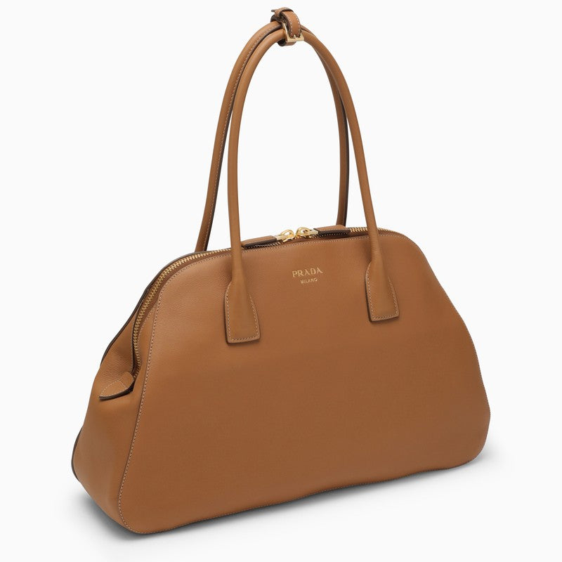 Prada Large Caramel-Coloured Leather Shopping Bag Women