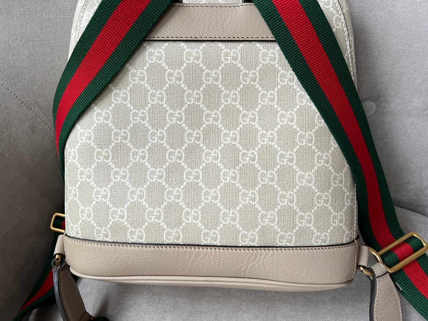 Gucci Beige and White Supreme Canvas Backpack (RRP £1500)