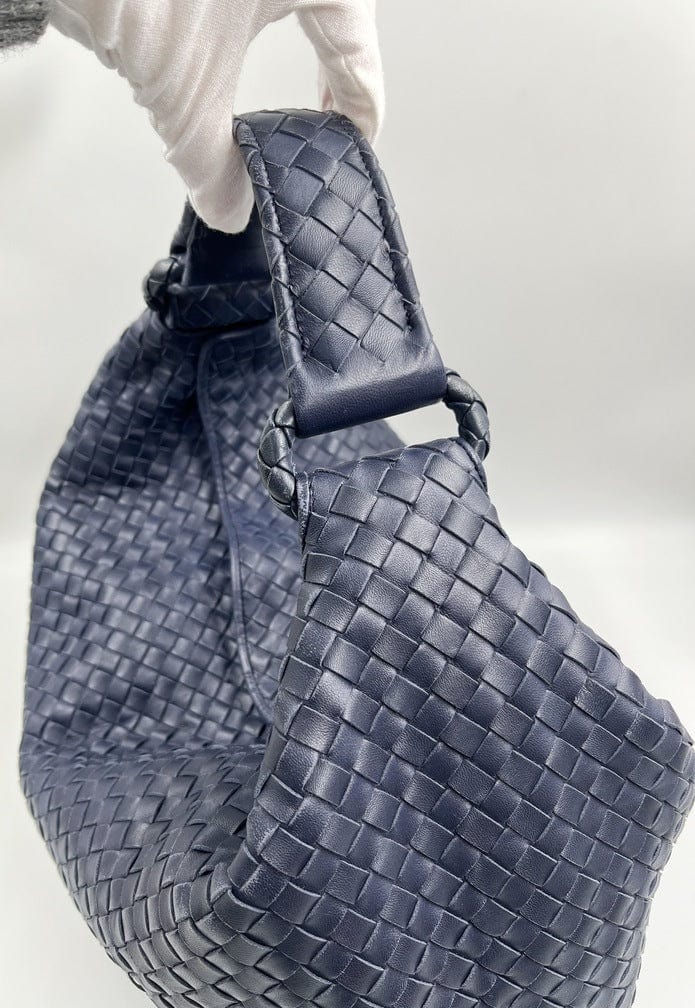 Bottega Veneta Intrecciato Navy Shoulder Bag