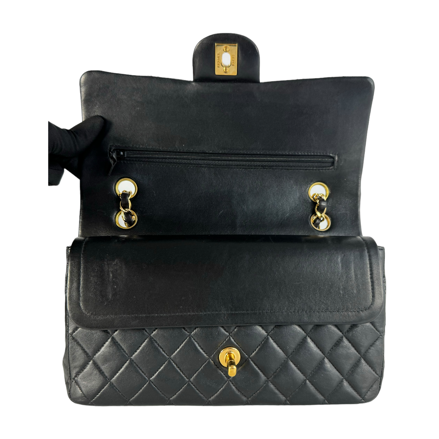 Chanel Classic Double Flap Medium Black Lambskin Gold