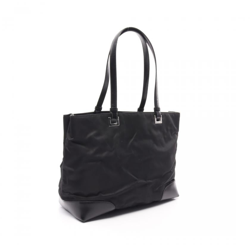 Prada Tessuto Acciaio Tote Bag, Nylon & Leather, Black