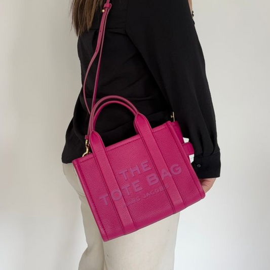 Marc Jacobs Hot Pink Full Grain Leather The Small Tote Bag