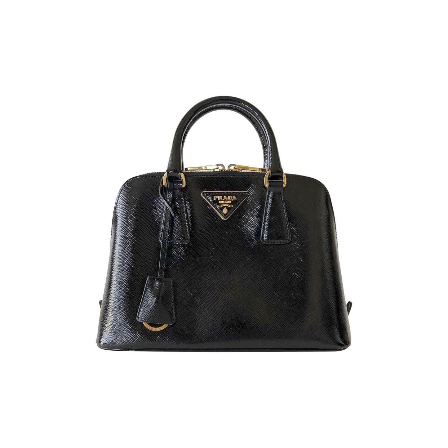 Small Prada Saffiano Vernice Promenade Bag