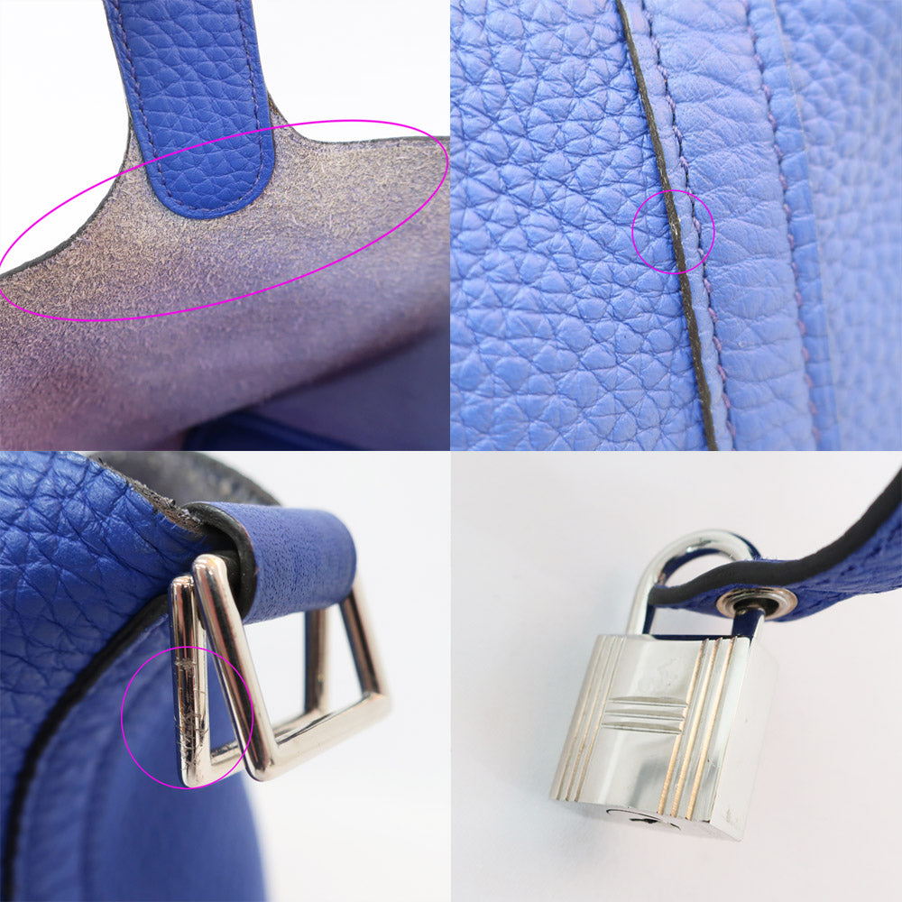 Hermes Picotin Lock PM  O刻 2011 made blue electric silver gware trion claims handbags ladies □ antique