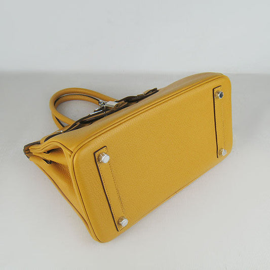 Hermes Birkin 30cm Togo Leather Handbags Yellow Silver