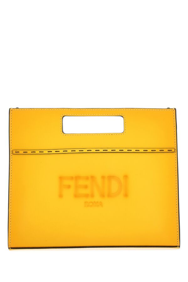 Fendi Man Yellow Leather Handbag