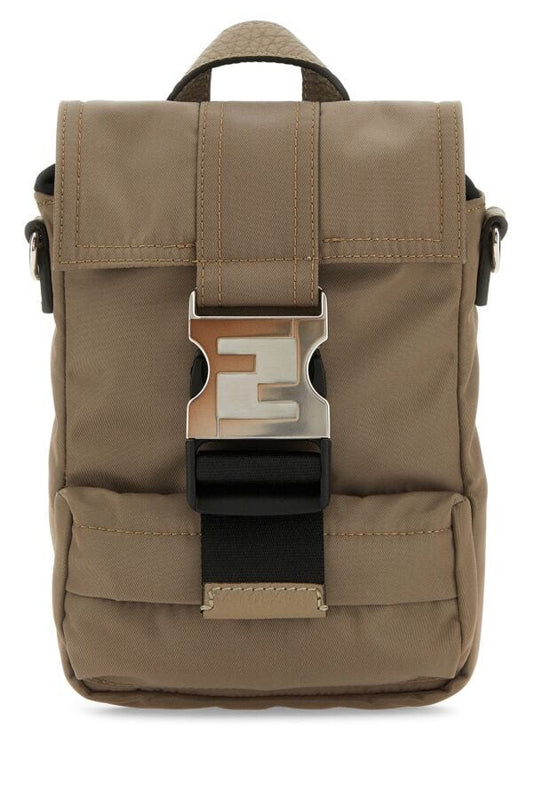 Fendi Man Dove Grey Nylon Mini Fendiness Backpack