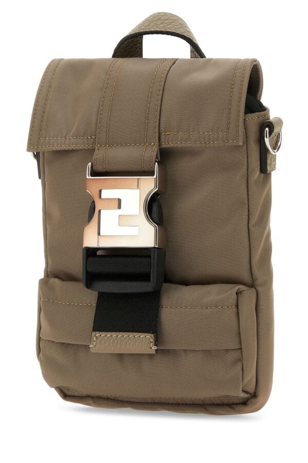 Fendi Man Dove Grey Nylon Mini Fendiness Backpack