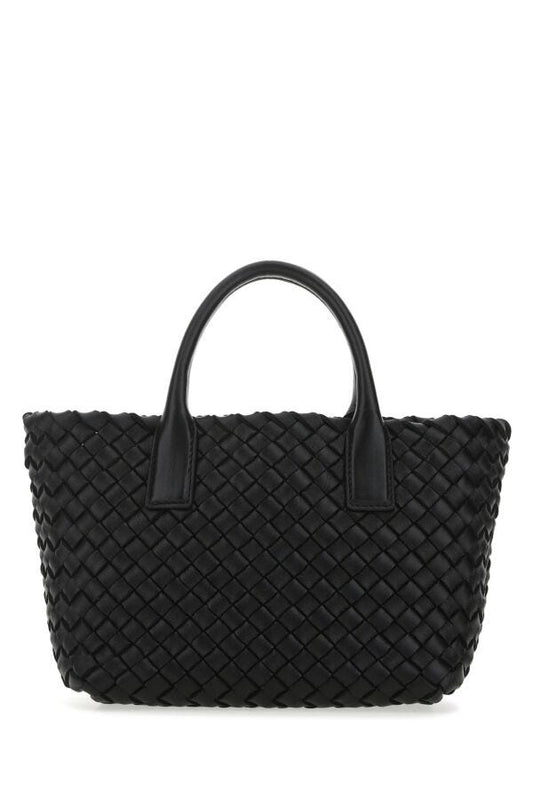 Bottega Veneta Woman Black Leather Mini Cabat Handbag