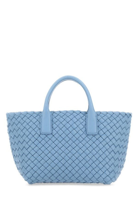 Bottega Veneta Woman Cerulean Blue Leather Mini Cabat Handbag