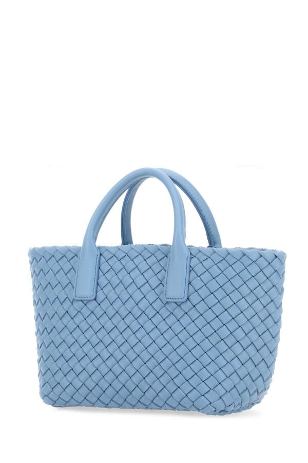 Bottega Veneta Woman Cerulean Blue Leather Mini Cabat Handbag