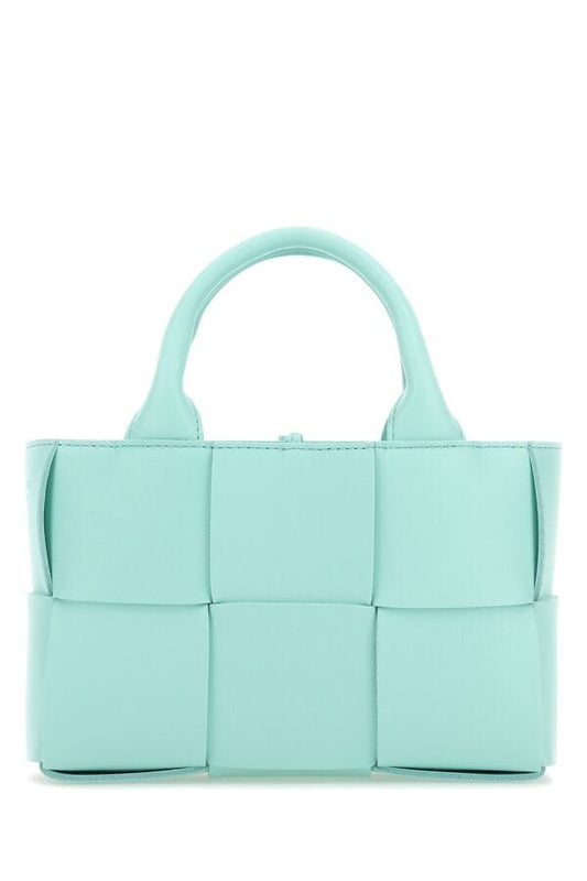 Bottega Veneta Woman Light-Blue Leather Candy Arco Handbag