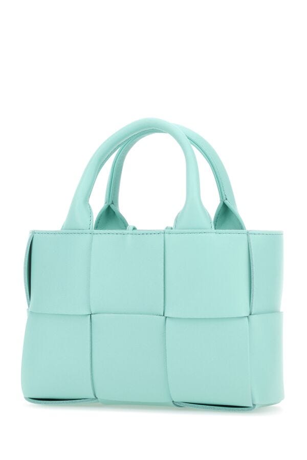 Bottega Veneta Woman Light-Blue Leather Candy Arco Handbag