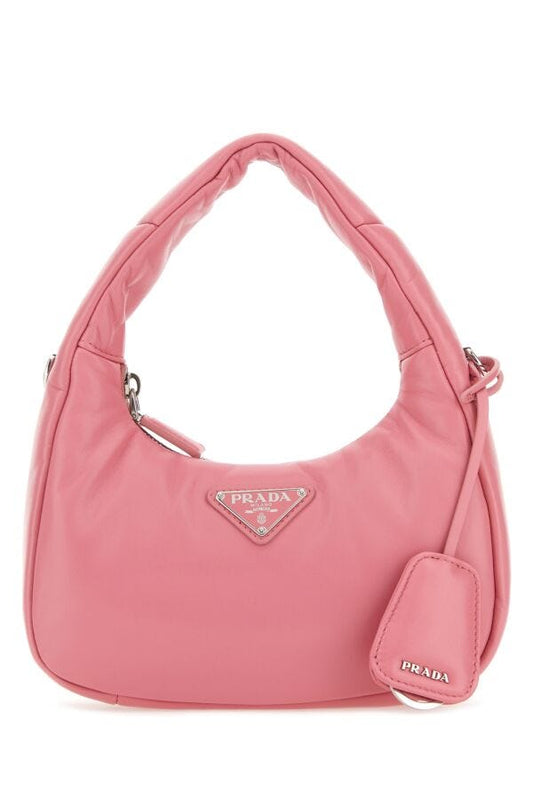 Prada Woman Pink Nappa Leather Mini Prada Soft Handbag