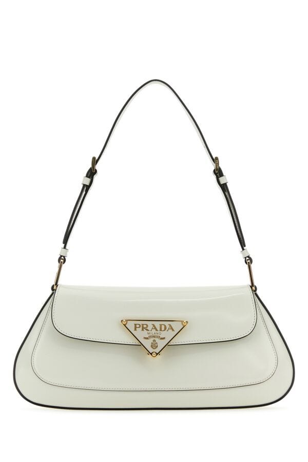 Prada Woman White Leather Shoulder Bag