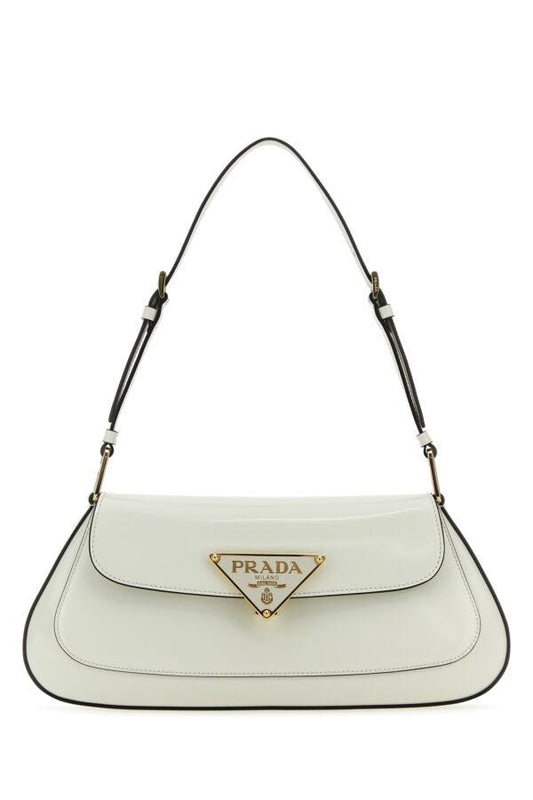 Prada Woman White Leather Shoulder Bag