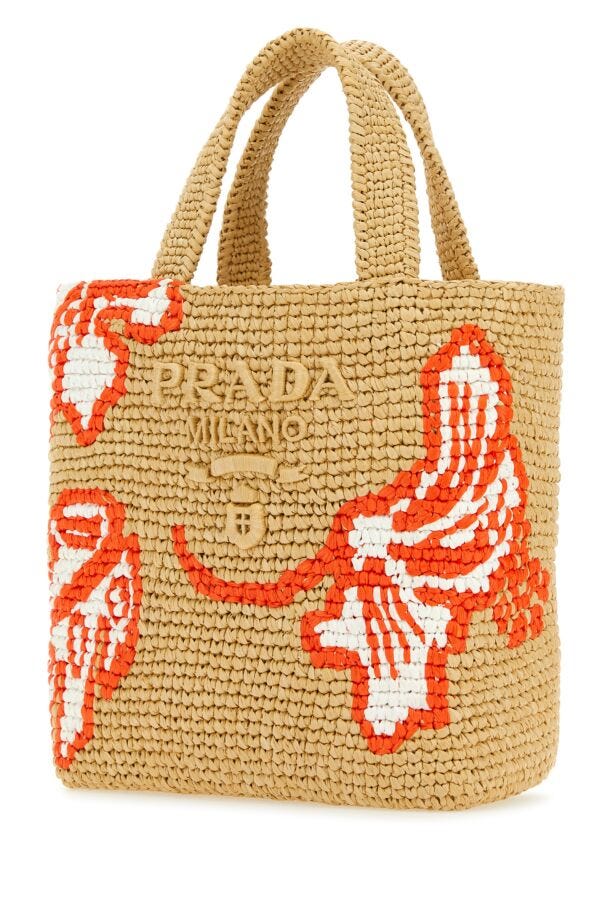 Prada Woman Raffia Handbag