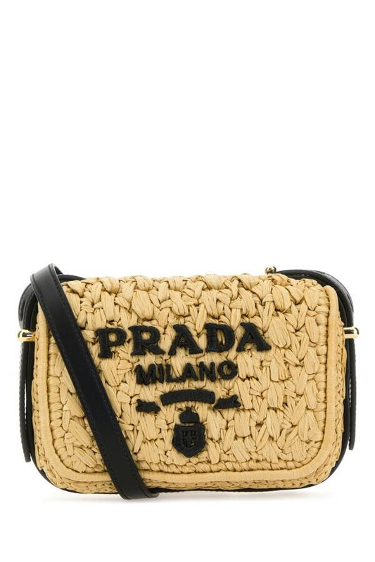 Prada Woman Raffia Crossbody Bag