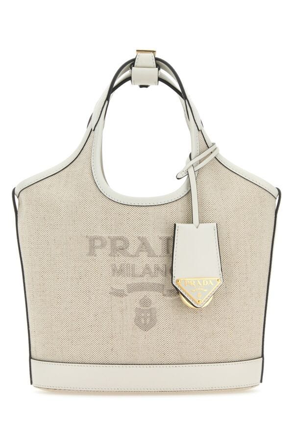 Prada Woman Sand Canvas Handbag