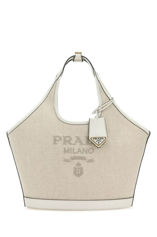 Prada Woman Sand Canvas Handbag