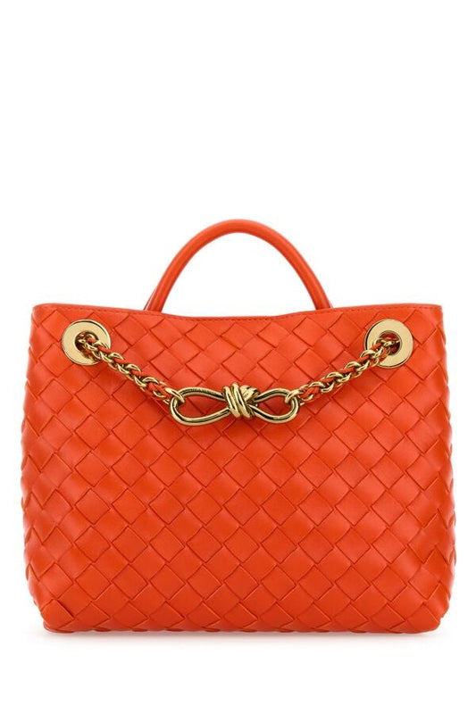 Bottega Veneta Woman Orange Leather Small Andiamo Handbag