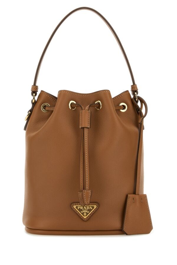 Prada Woman Caramel Leather Re-Edition 1978 Bucket Bag