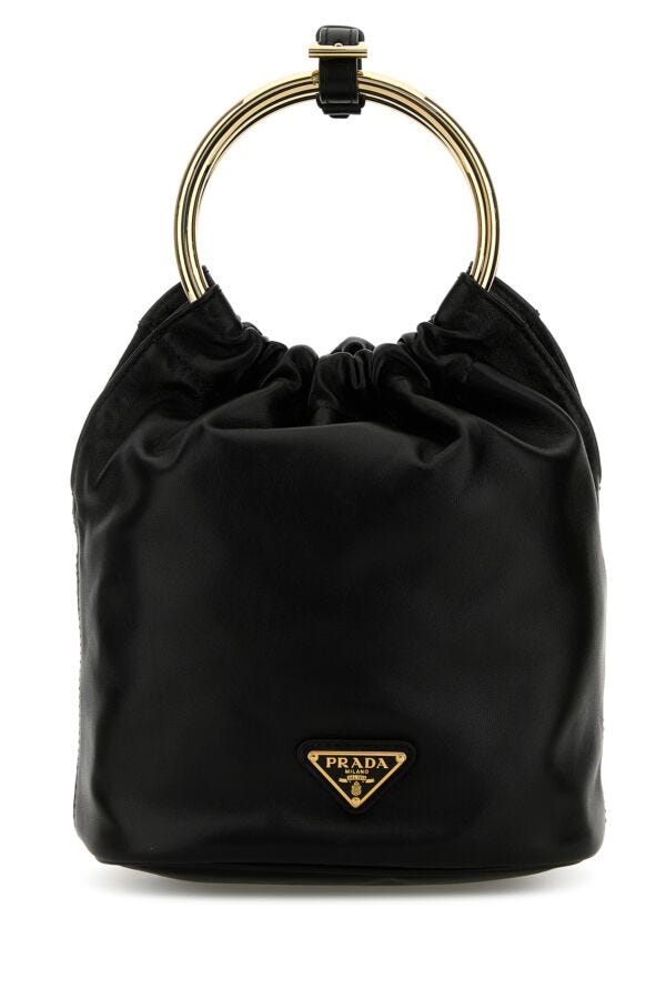 Prada Woman Black Nappa Leather Mini Bucket Bag