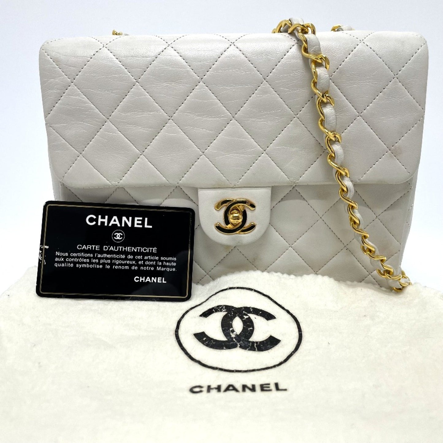 Chanel CC Mark Bag ChainShoulder Crossbody Shoulder Bag White GoldHardware