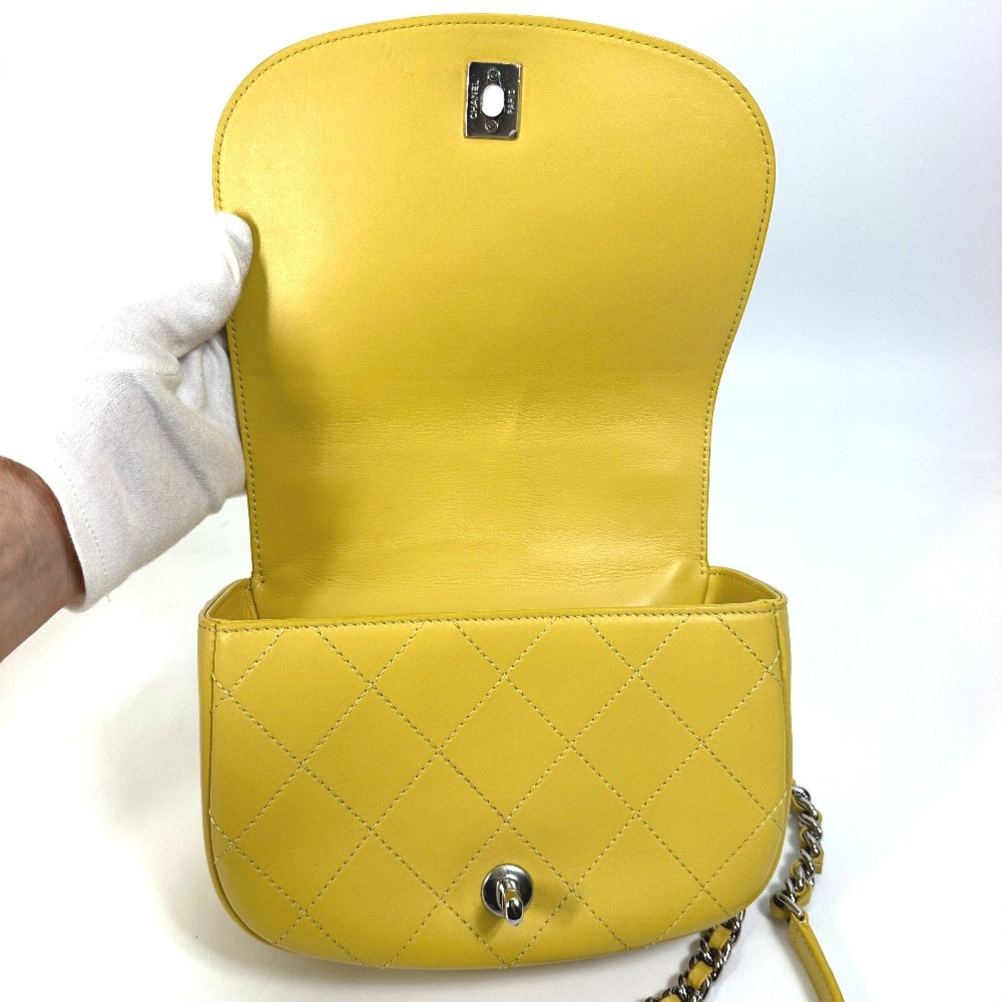 Chanel CC Mark Chain 2WAY Hand Bag Crossbody Shoulder Bag Yellow Based