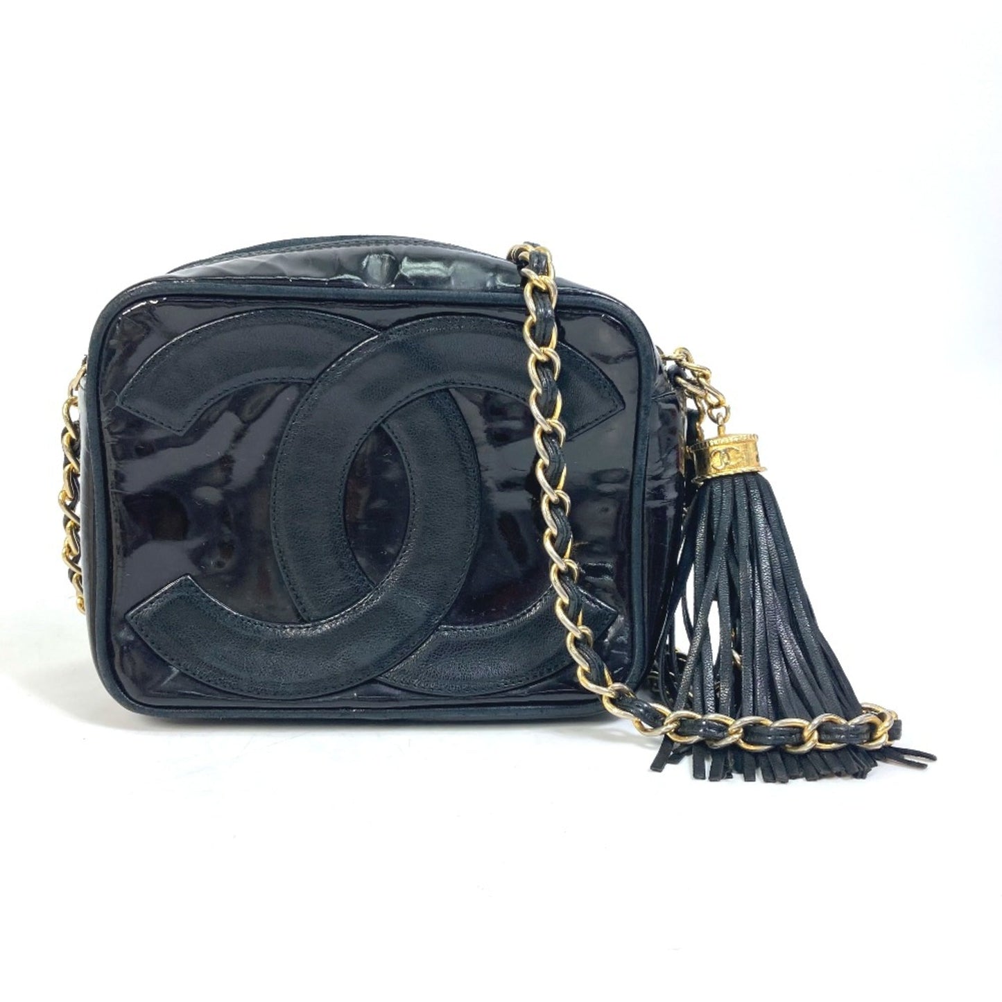 Chanel CC Mark Bag Fringe Chain Crossbody Shoulder Bag Black