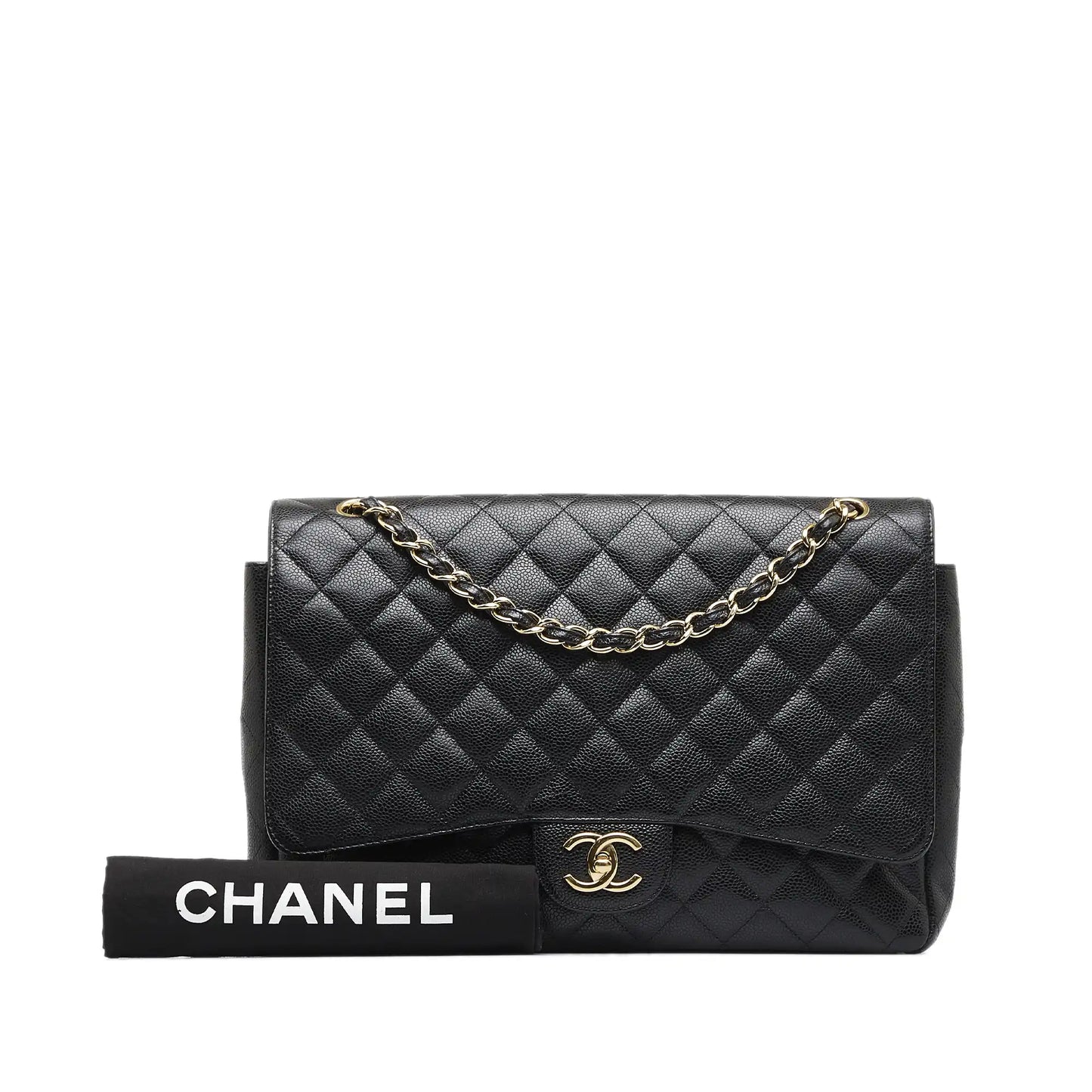 Chanel Classic Double Flap Maxi Black Caviar Gold