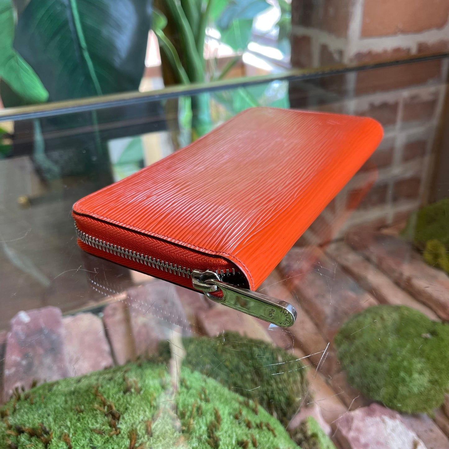 LOUIS VUITTON Orange Epi Leather Zippy Wallet