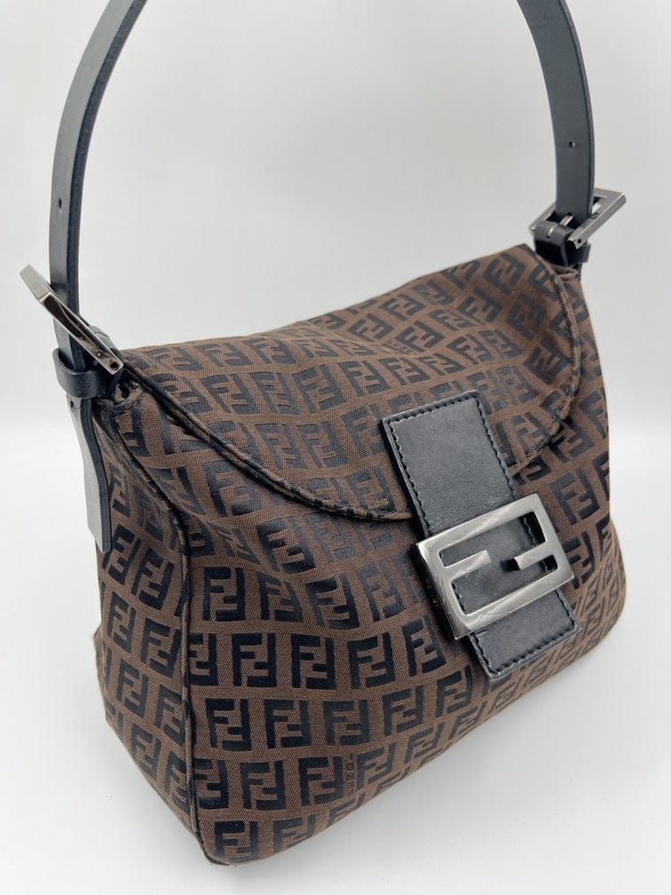 Vintage Fendi Mini Mamma Baguette in Brown Zucchino Canvas