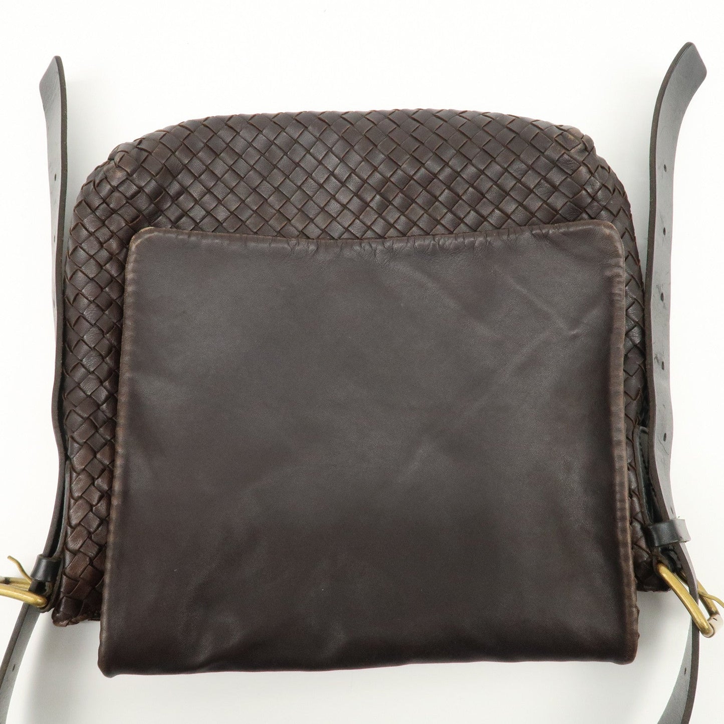 BOTTEGA VENETA Intrecciato Leather Messenger Bag Dark Brown 163971