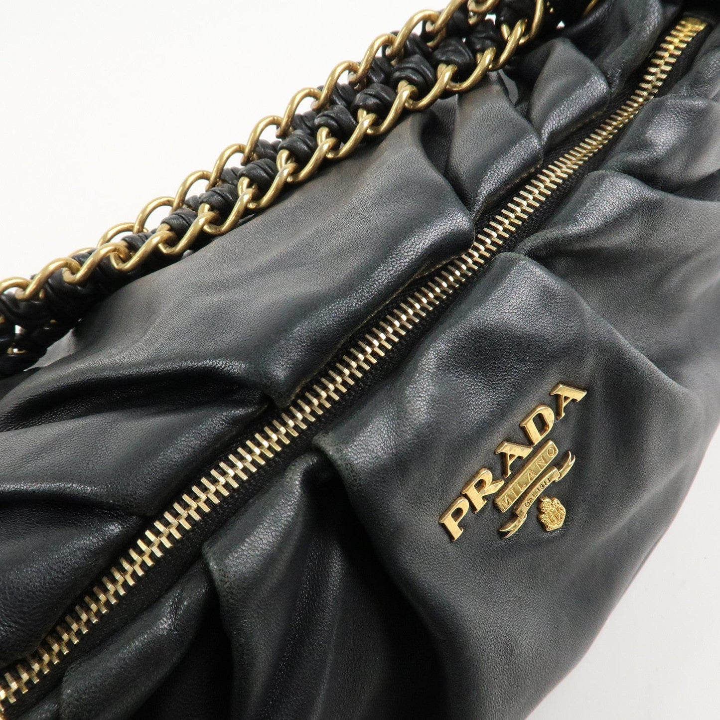 PRADA Leather 2Way Hand Bag Shoulder Bag Black BN2324