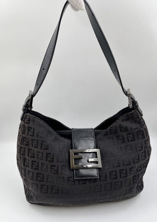 Vintage Fendi Mini Mamma Baguette in Brown Zucchino Canvas