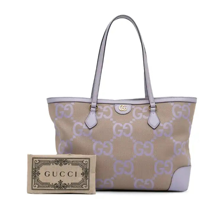 Gucci Ophidia Tote Bag Brown Medium GG Jumbo Canvas