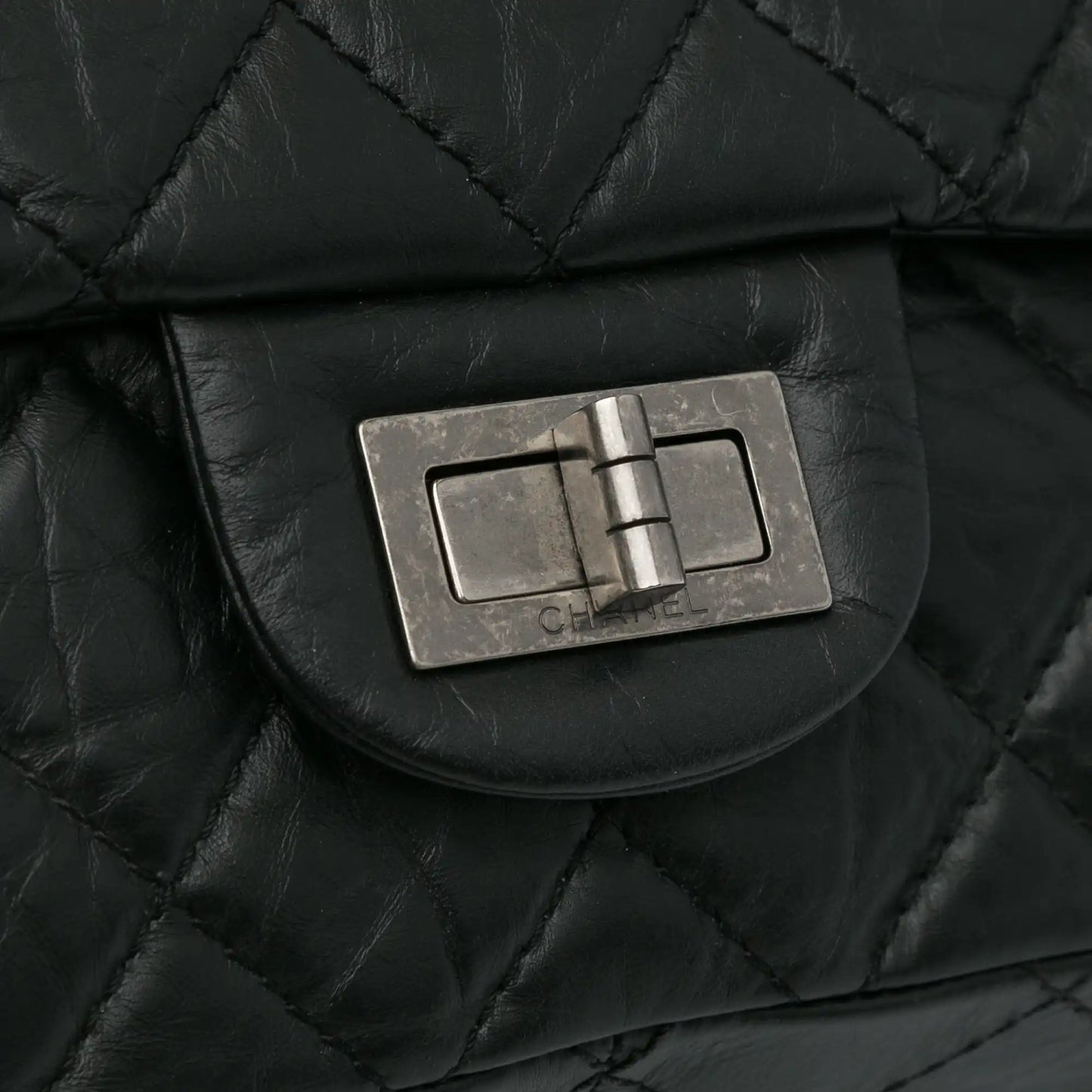 Chanel 2.55 Reissue Double Flap 227 Black Aged Calfskin Ruthenium