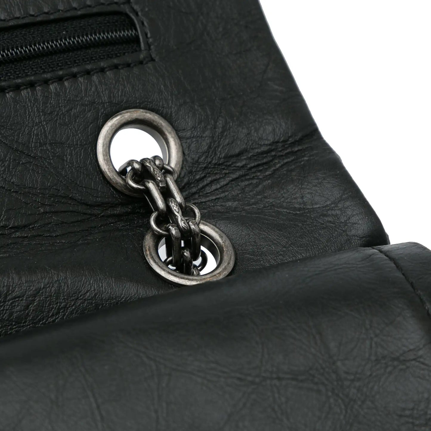 Chanel 2.55 Reissue Double Flap 227 Black Aged Calfskin Ruthenium