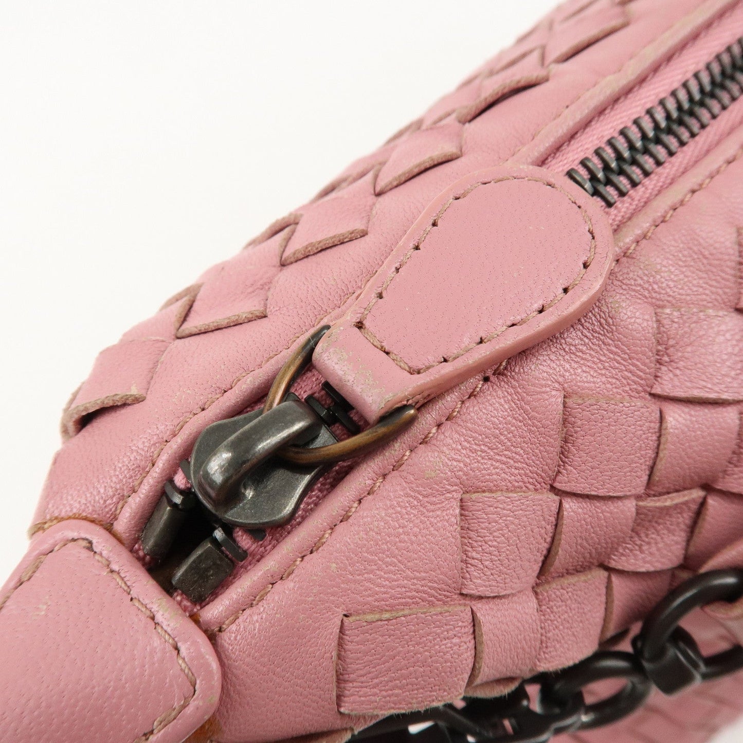 BOTTEGA VENETA Intrecciato Leather Shoulder Bag Pink