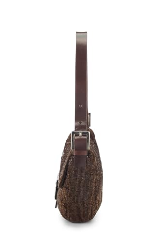 Fendi,  Brown Beaded Baguette, Brown