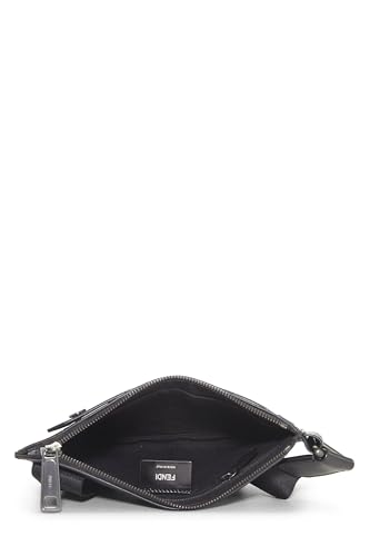 Fendi,  Black Zucca Embossed Leather Messenger, Black