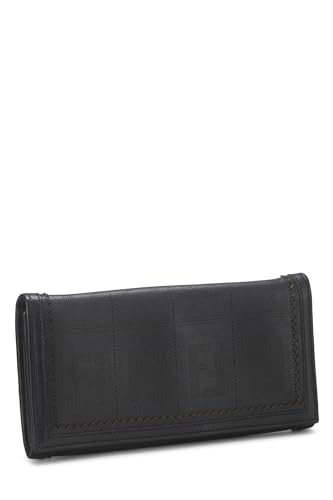 Fendi,  Black Zucca Leather Long Wallet, Black