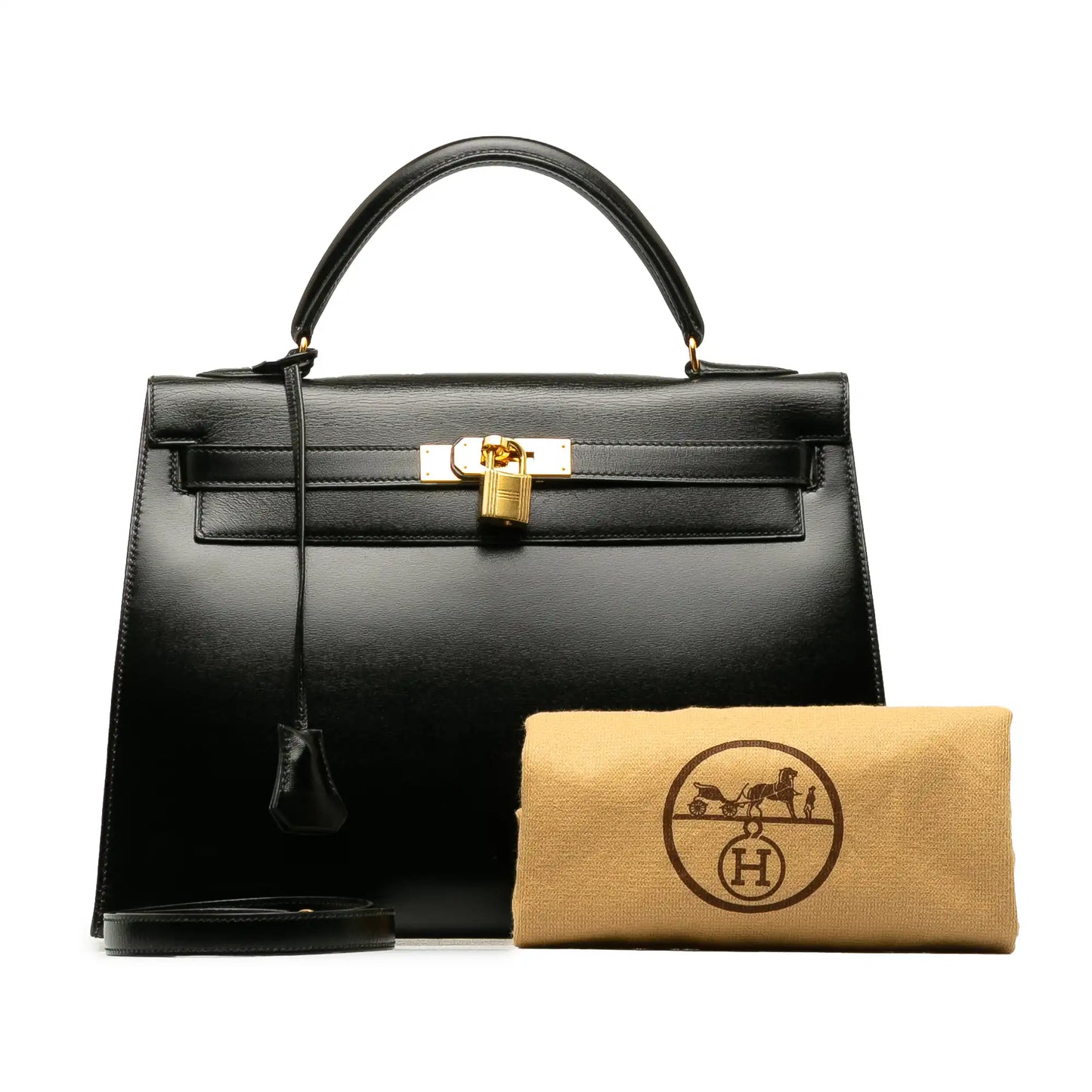 Hermès Kelly 32 Black Box Calf Gold