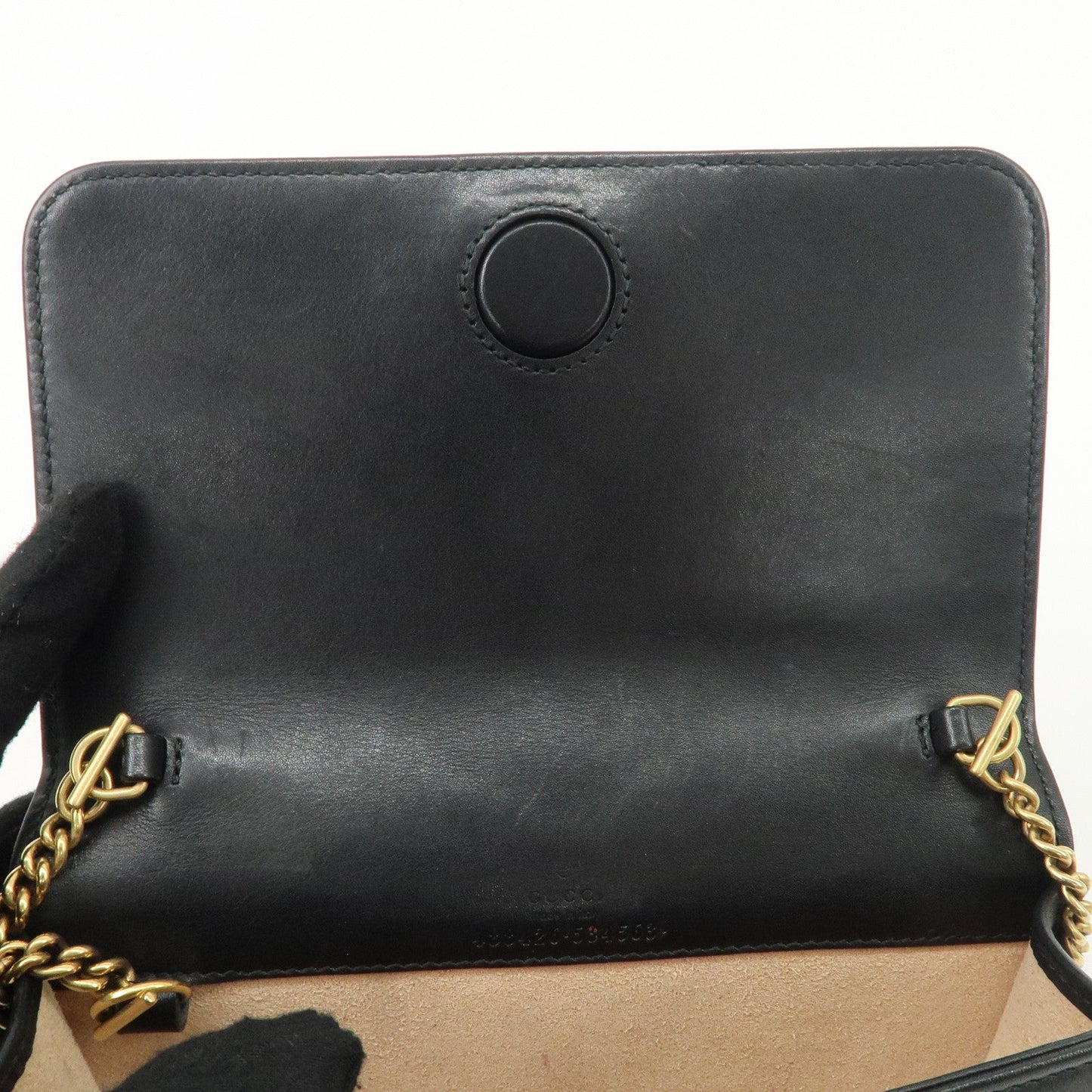 GUCCI GG Marmont Leather Chain Shoulder Bag Black 488426