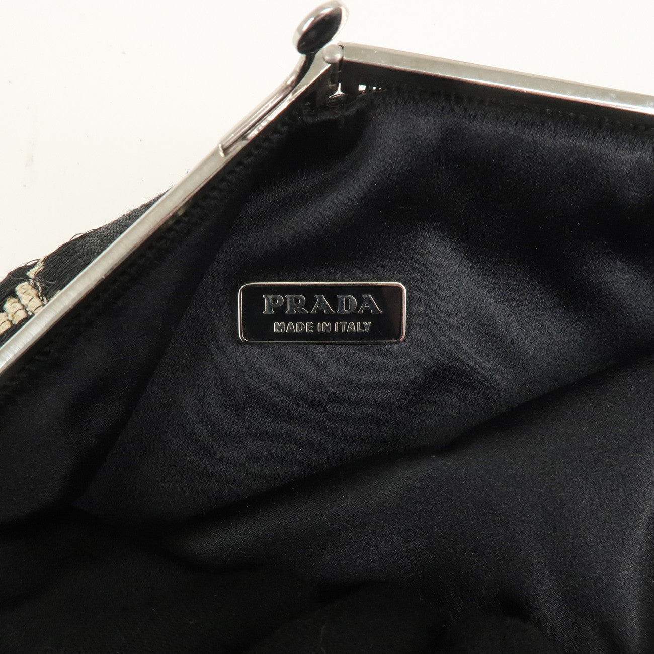 PRADA Canvas Chain Shoulder Bag Pochette Black