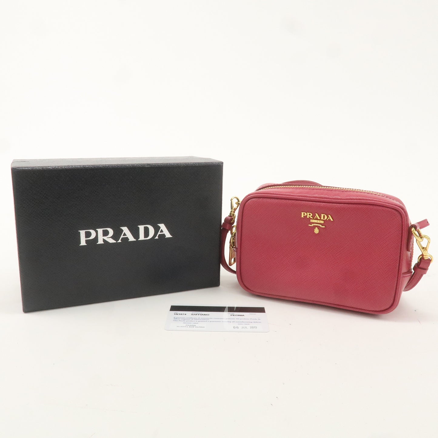 PRADA Logo Leather Crossbody Shoulder Bag Pink 1N1674