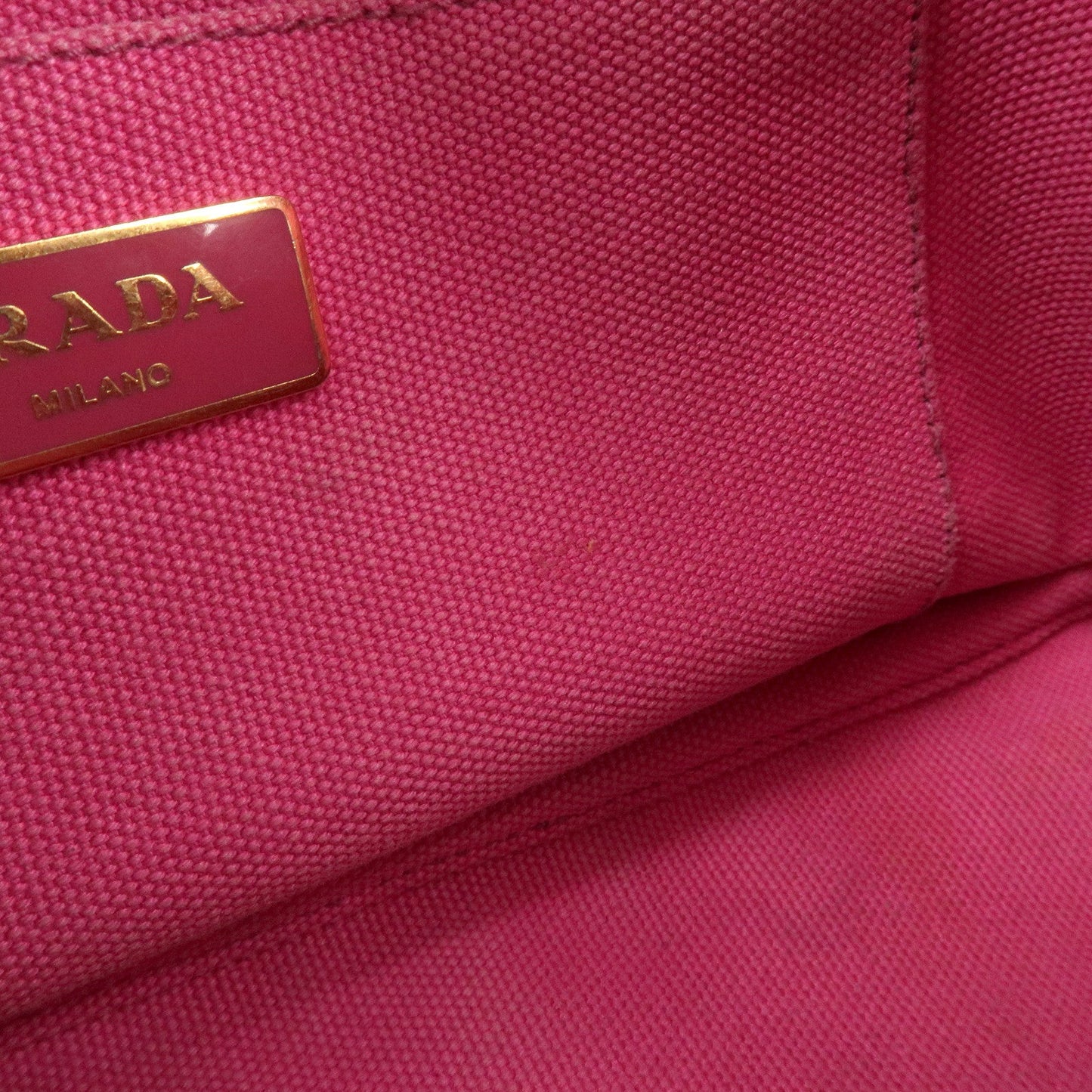 PRADA Logo Canapa Mini Canvas Hand Bag Tote Bag Pink 1BG439